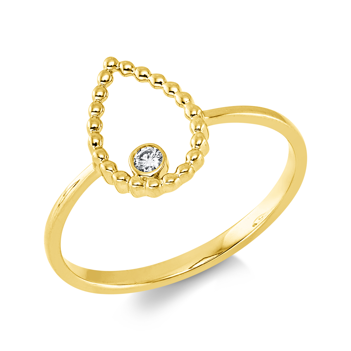 diamond full cut  modern woman ring in yellow gold