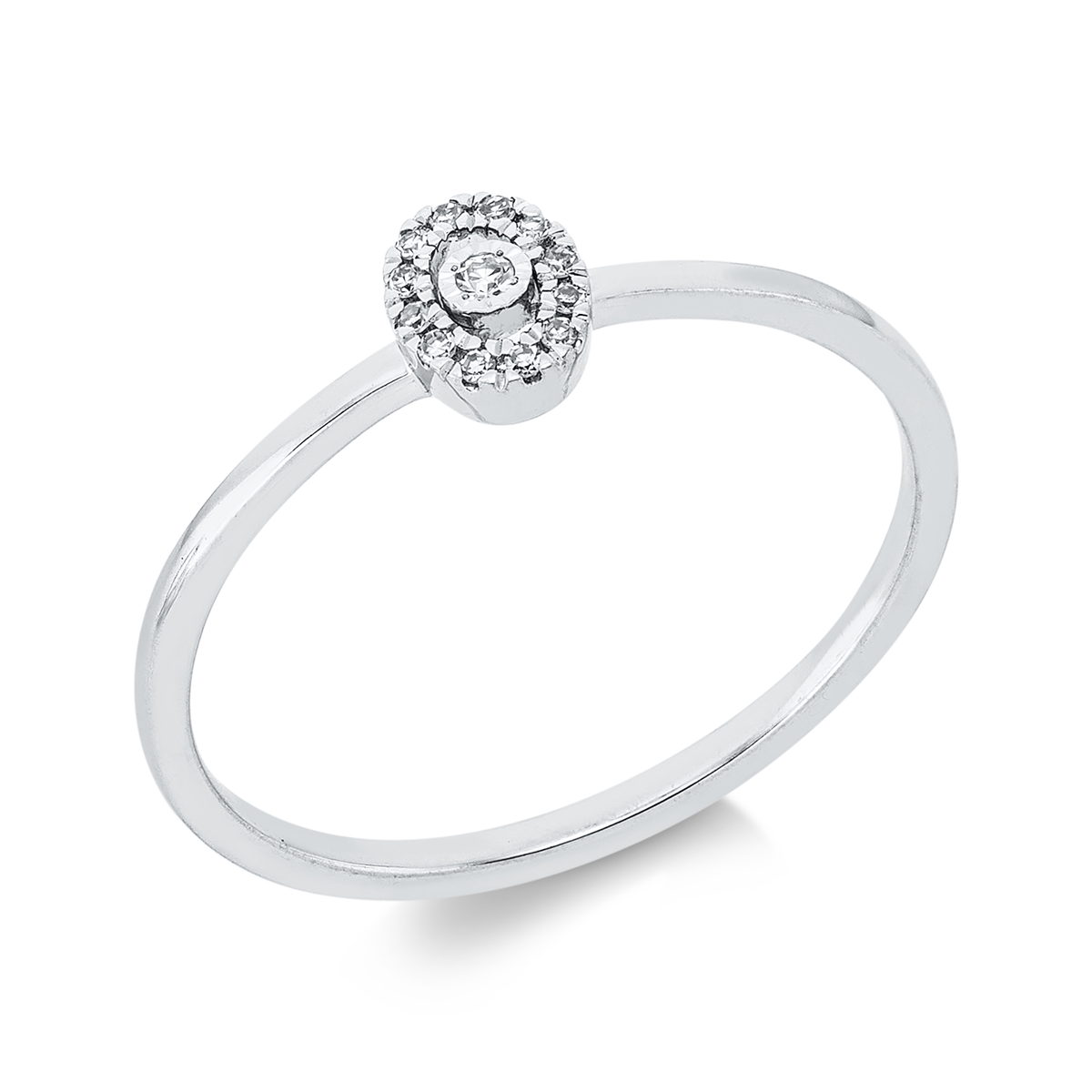 diamond single cut  modern woman ring in white gold