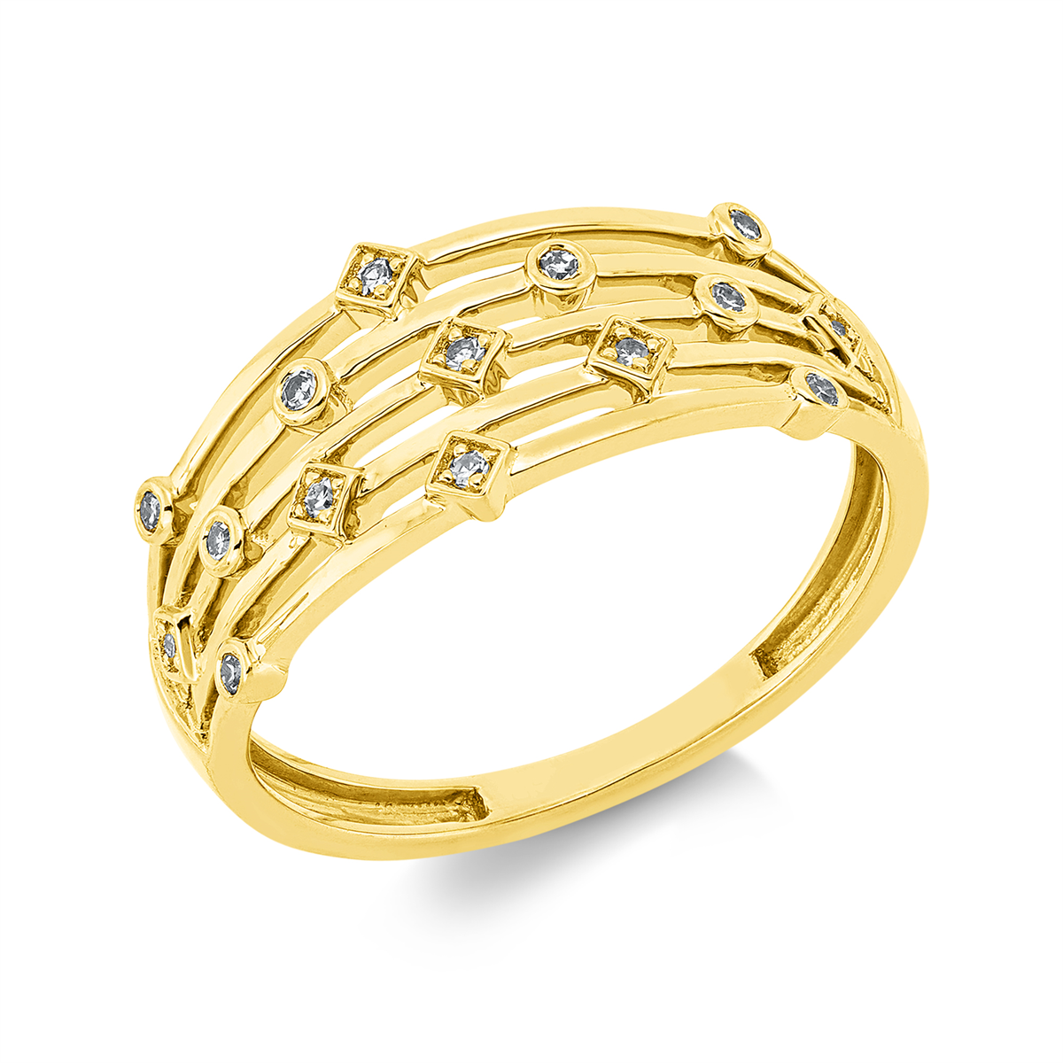 diamond single cut  modern woman ring in yellow gold