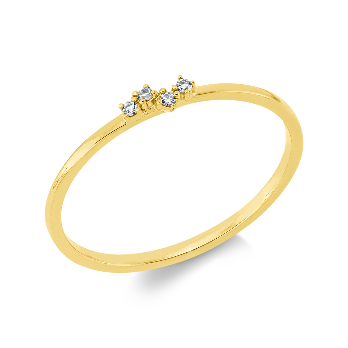 diamond single cut  modern woman ring in yellow gold