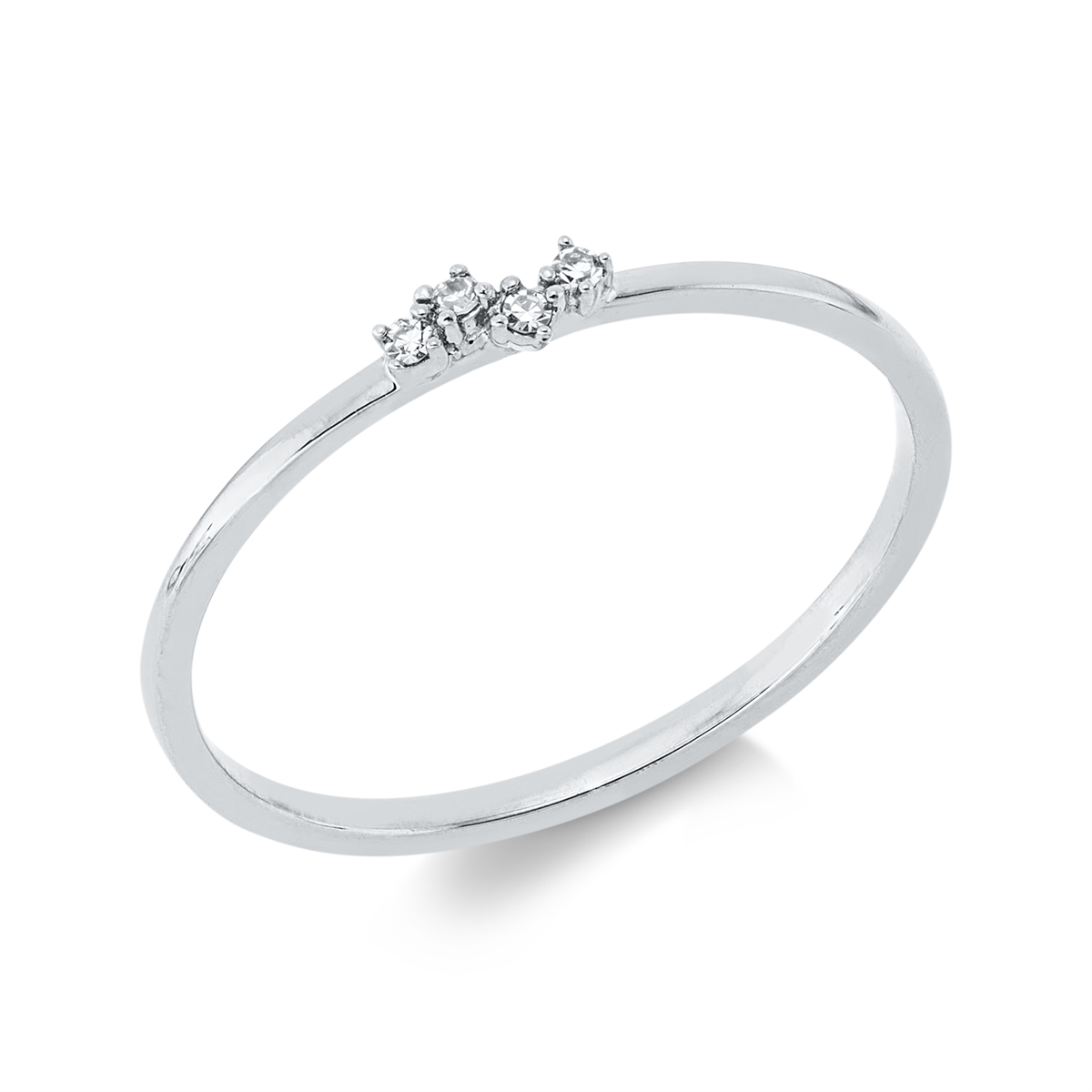 diamond single cut  modern woman ring in white gold