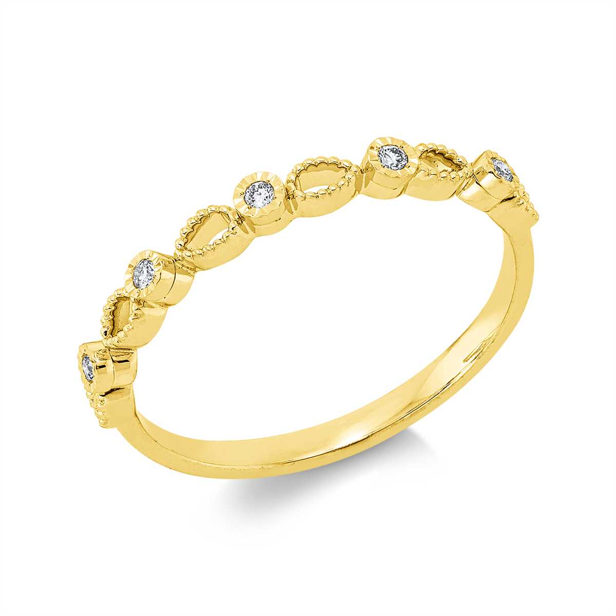 diamond full cut  modern woman ring in yellow gold