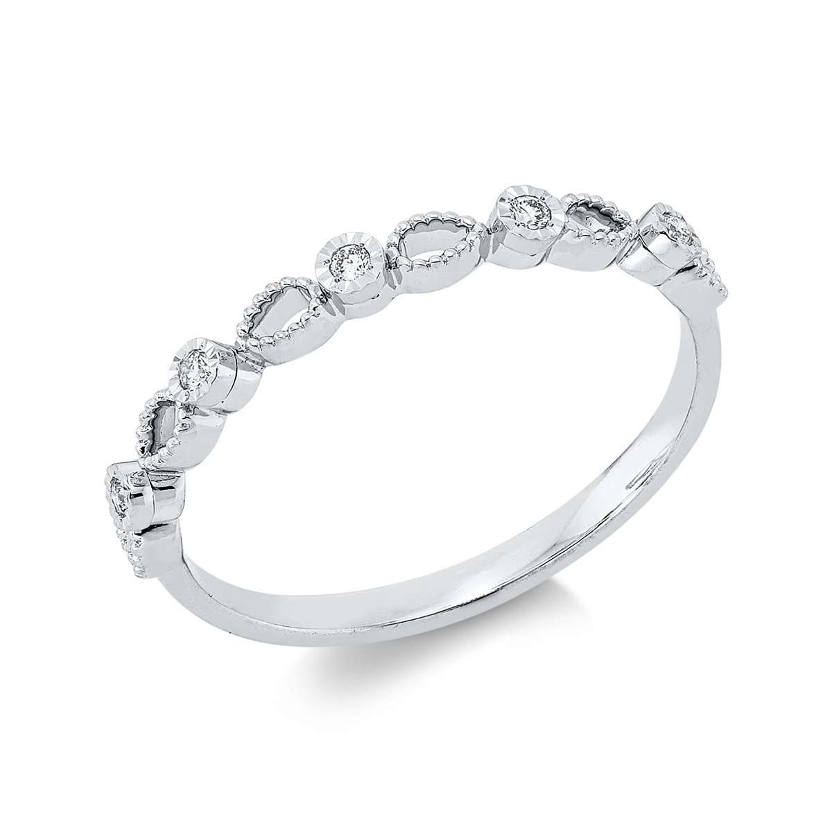 diamond full cut  modern woman ring in white gold