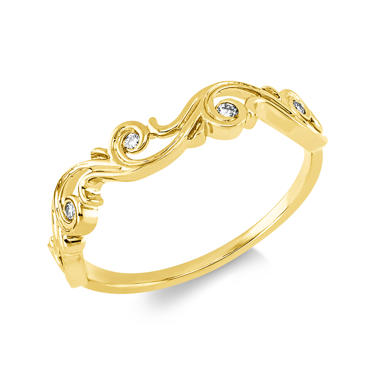 diamond full cut  modern woman ring in yellow gold