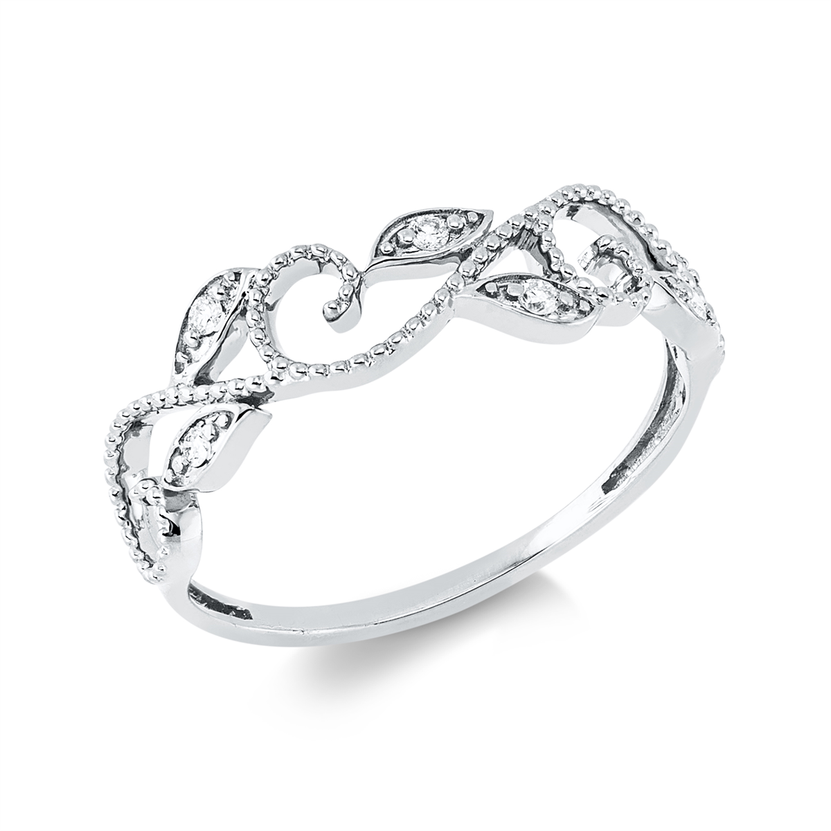 diamond full cut  modern woman ring in white gold