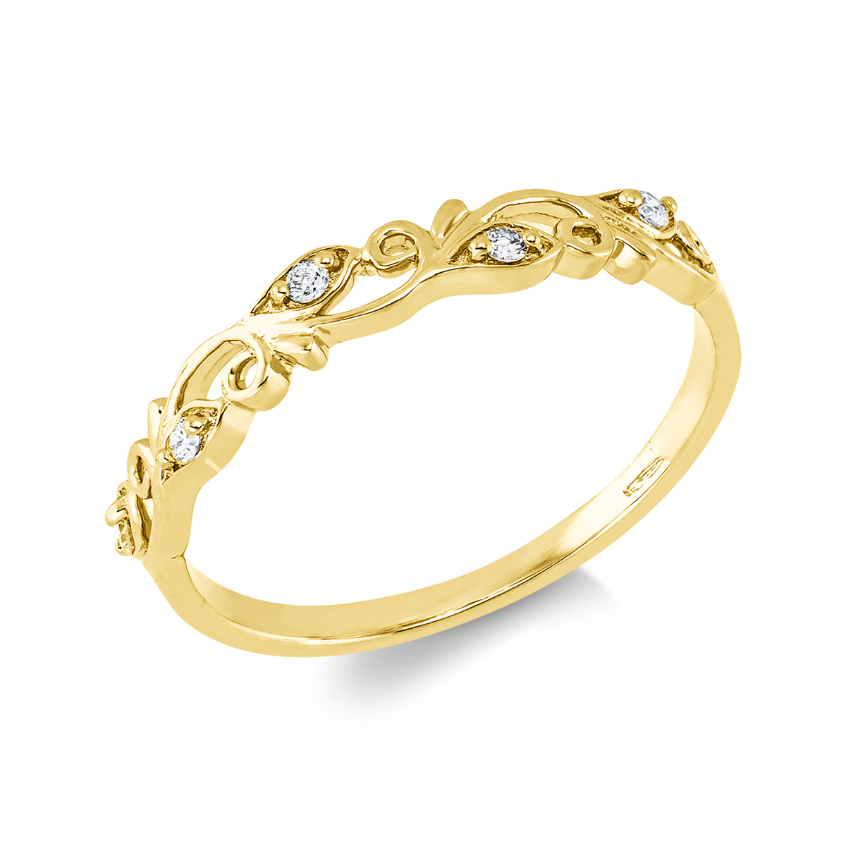 diamond full cut  modern woman ring in yellow gold