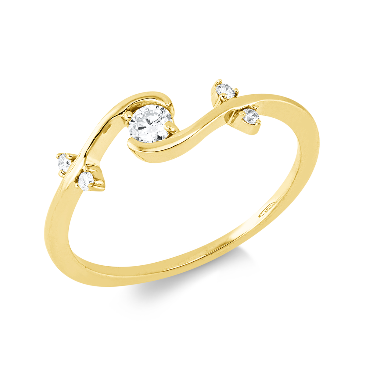 diamond full cut  modern woman ring in yellow gold