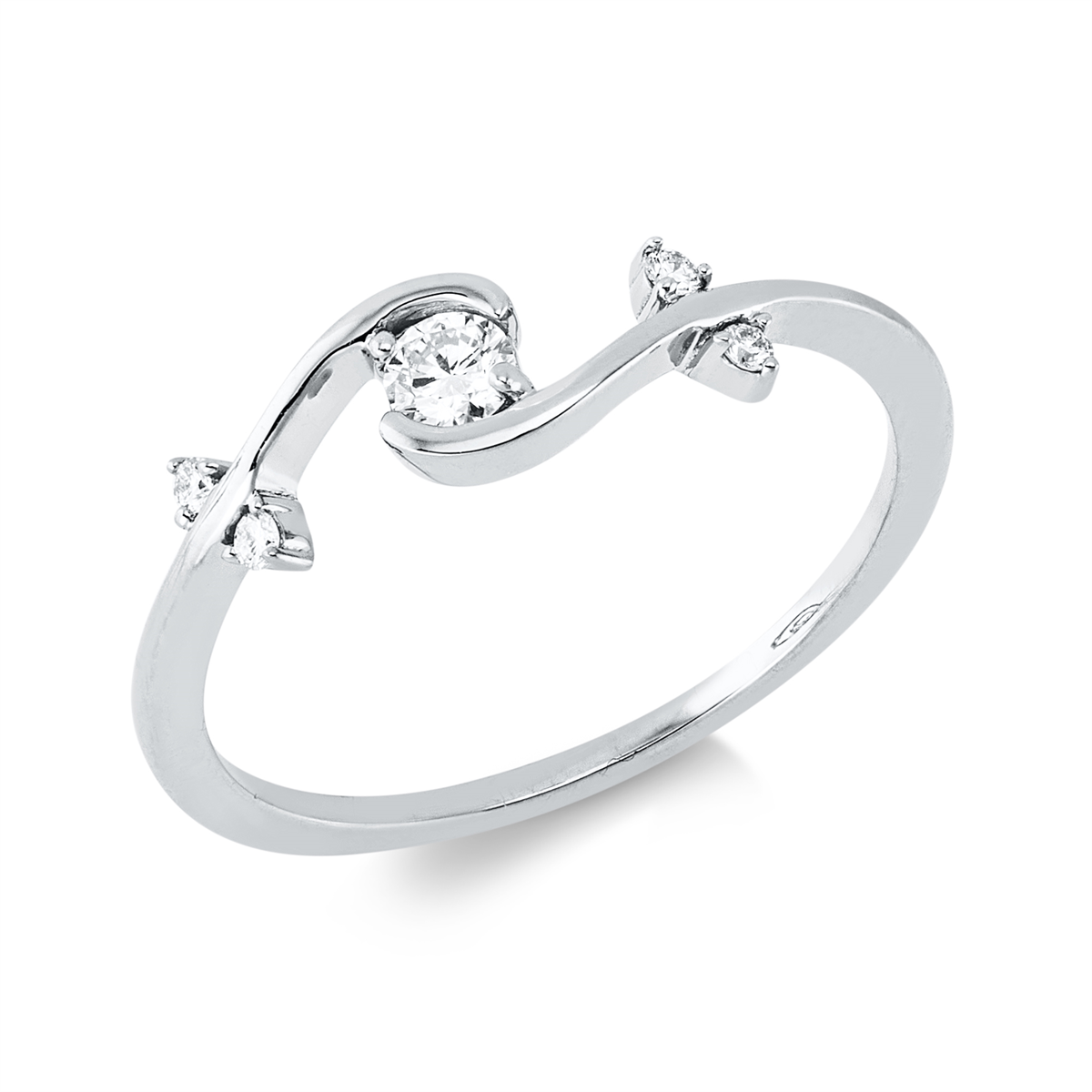 diamond full cut  modern woman ring in white gold