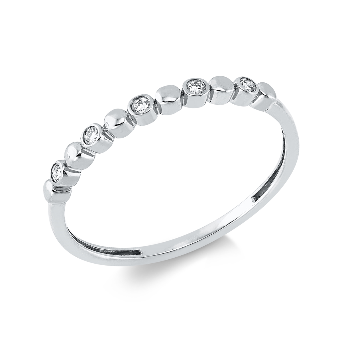 diamond full cut  modern woman ring in white gold