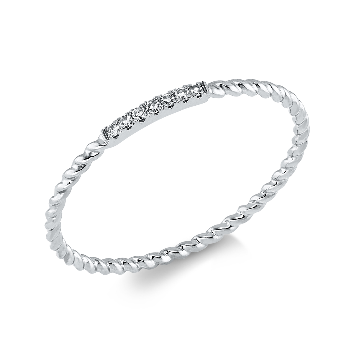 diamond single cut  modern woman ring in white gold