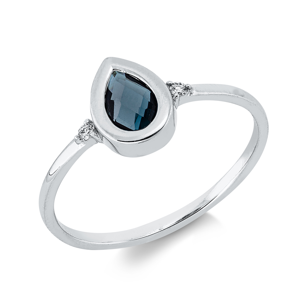 diamond full cut topaz colored stone fashion ring in white gold