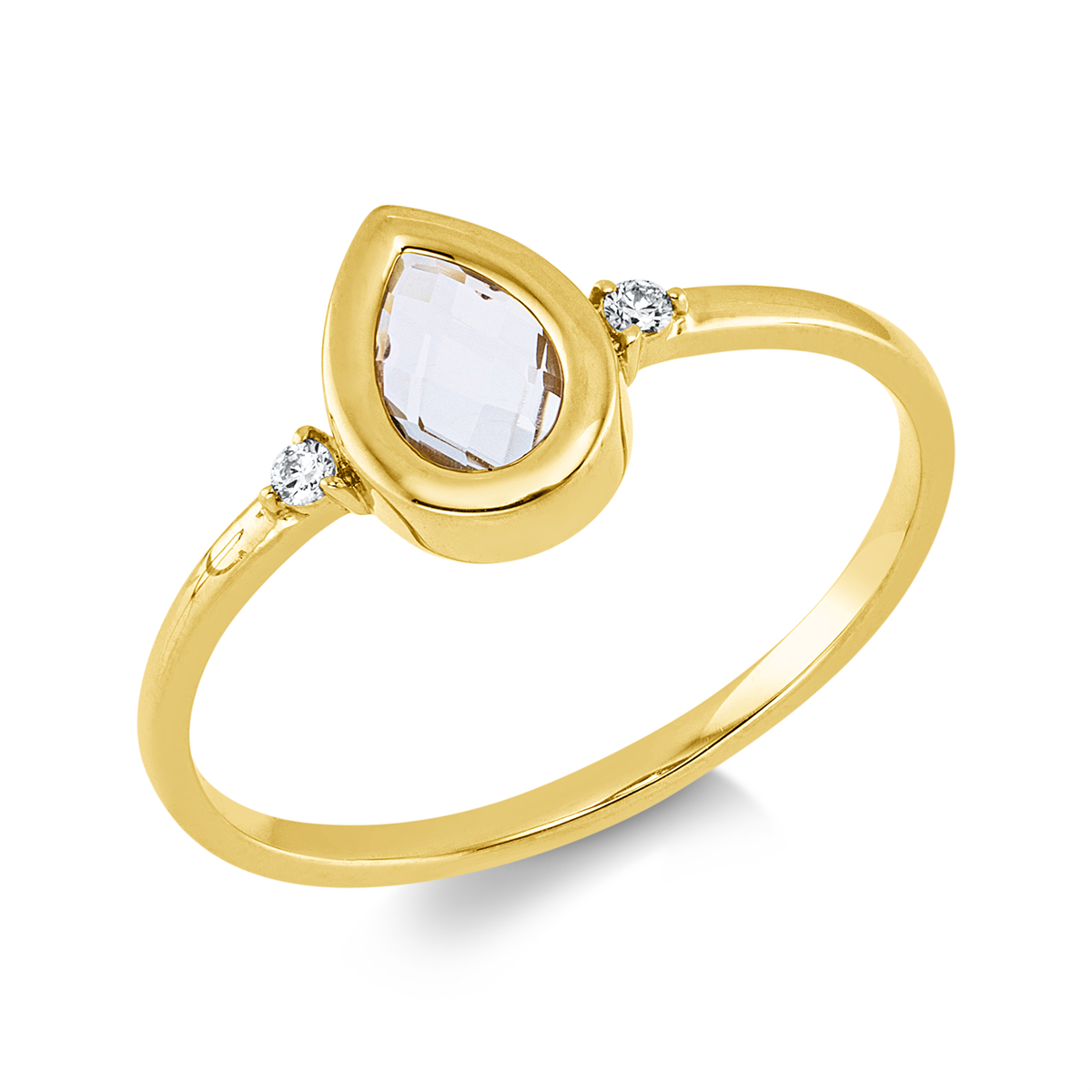 diamond full cut amethyst colored stone fashion ring in yellow gold