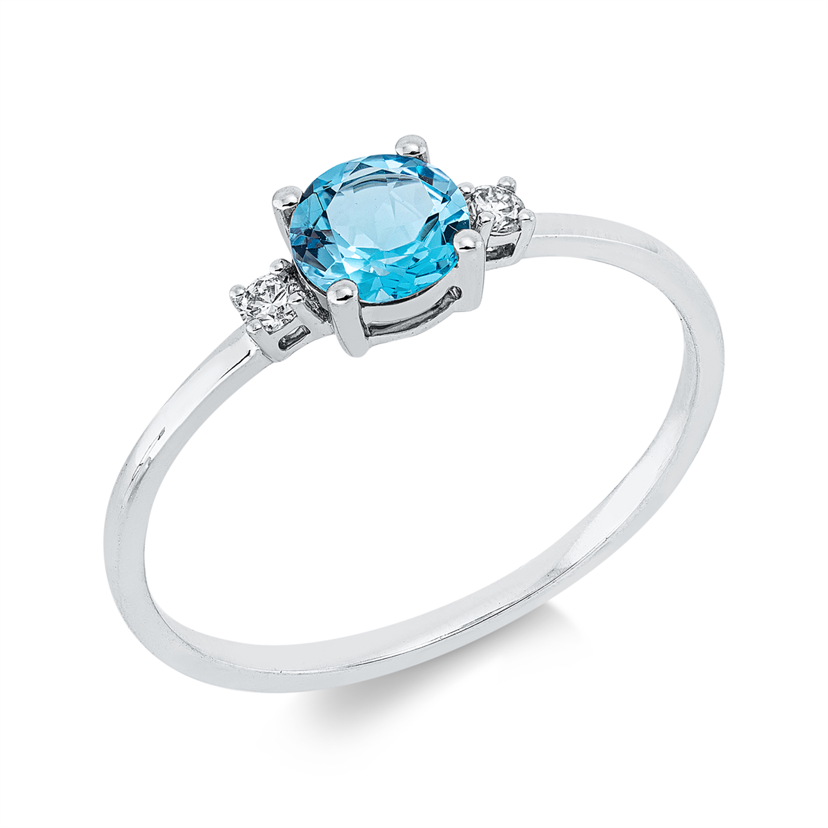 diamond full cut topaz colored stone fashion ring in white gold