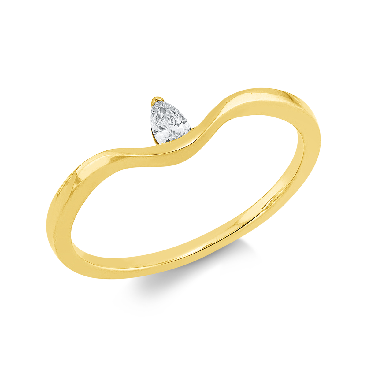 pear shape  modern woman ring in yellow gold