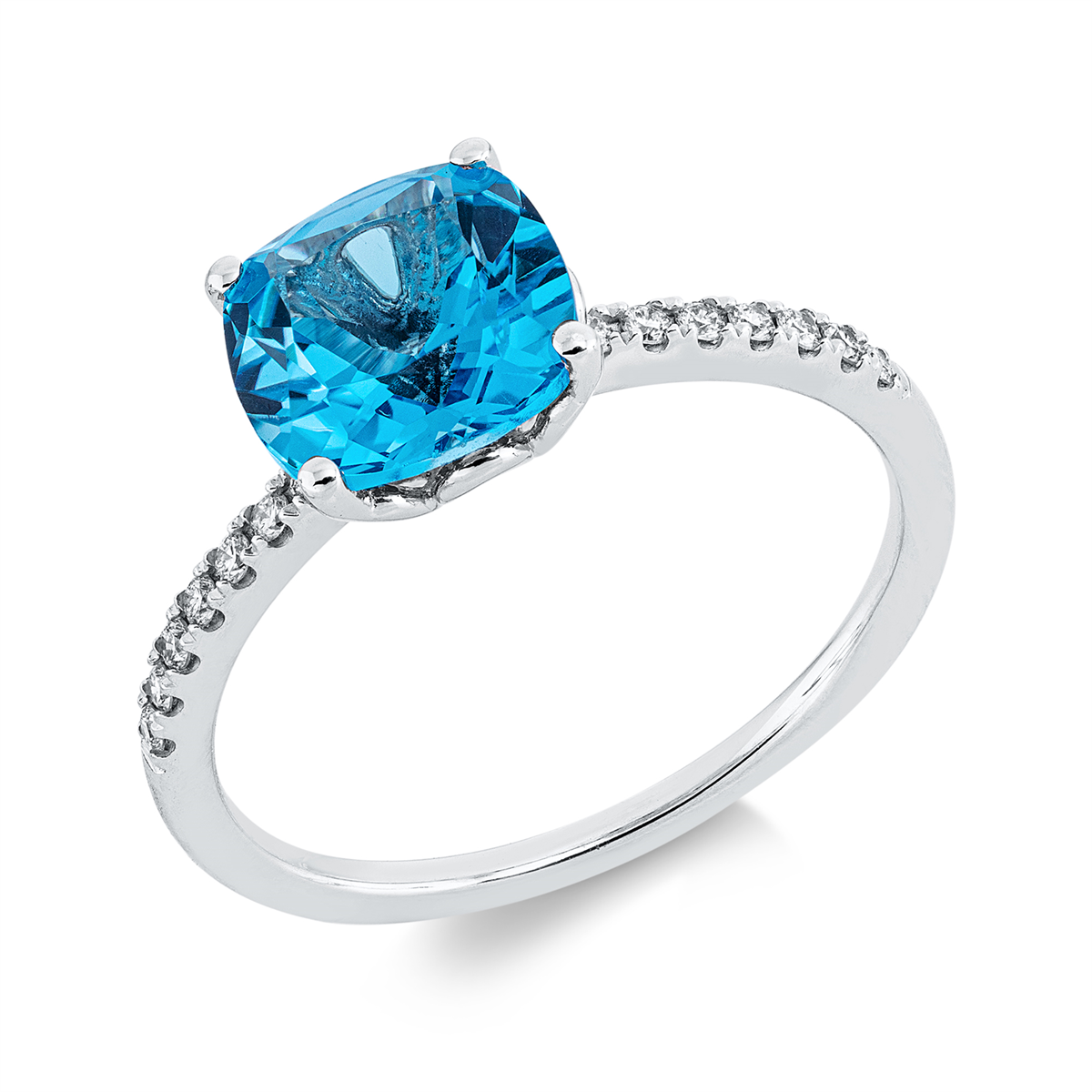 diamond full cut topaz colored stone fashion ring in white gold