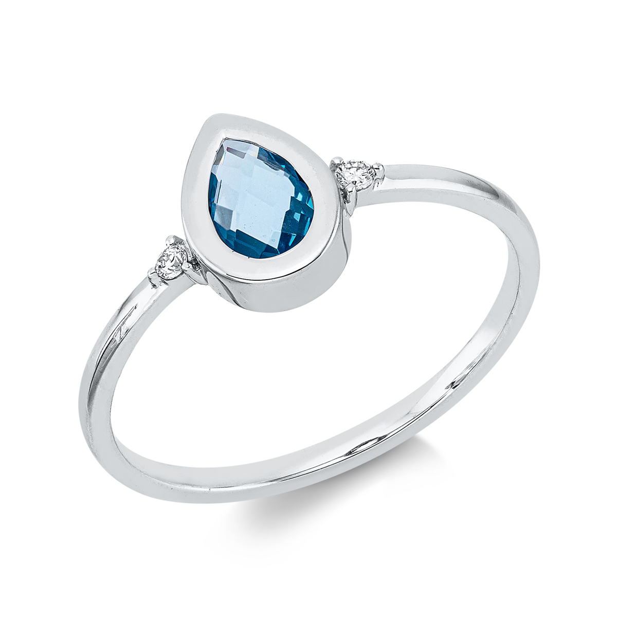 diamond full cut topaz colored stone classic ring in white gold