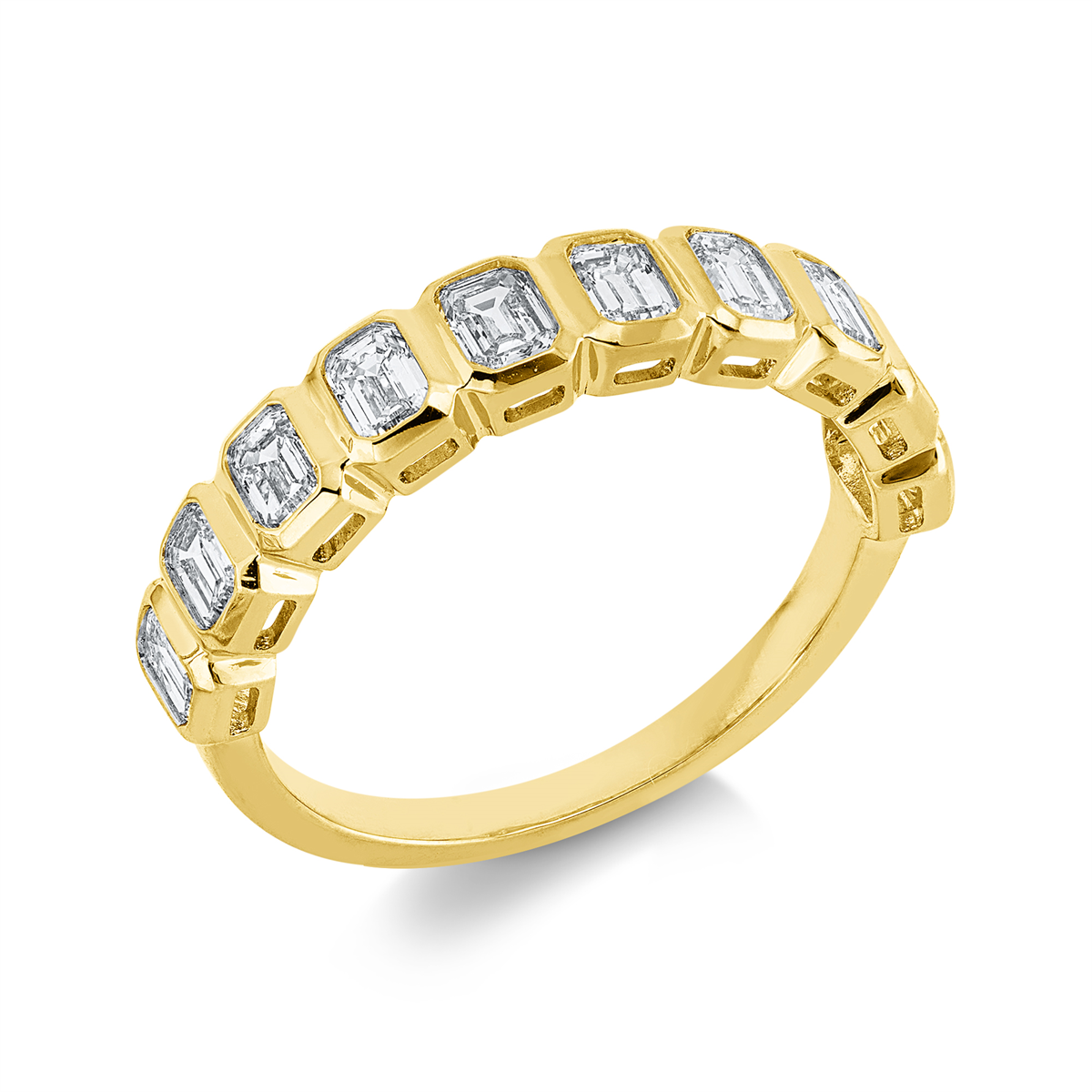 emerald cut  baguette ring in yellow gold