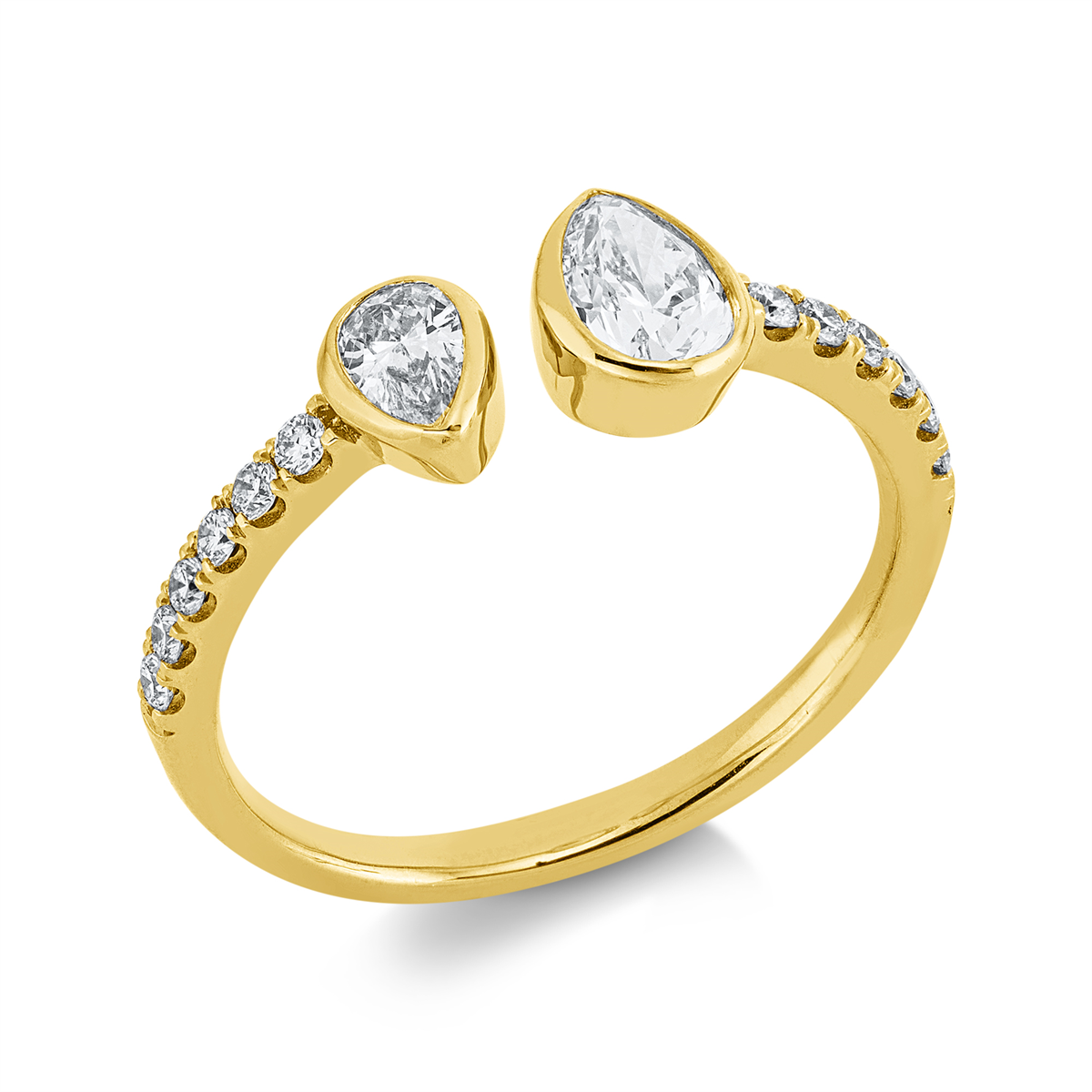 diamond full cut  modern woman ring in yellow gold