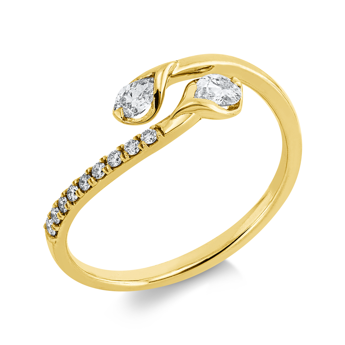diamond full cut  modern woman ring in yellow gold