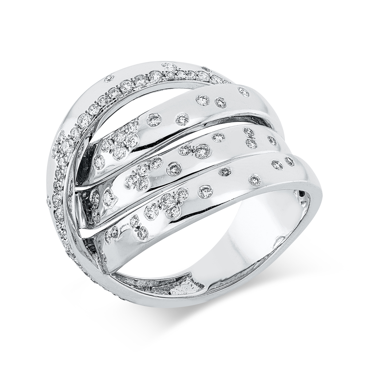 diamond full cut  modern woman ring in white gold