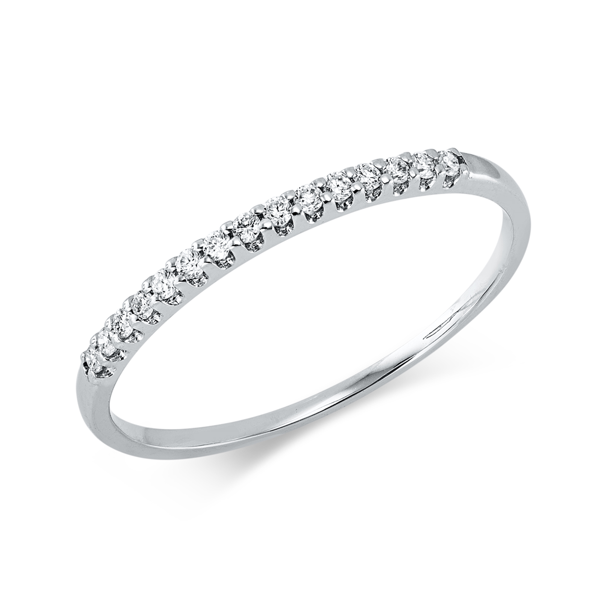 diamond full cut  eternity half ring in white gold