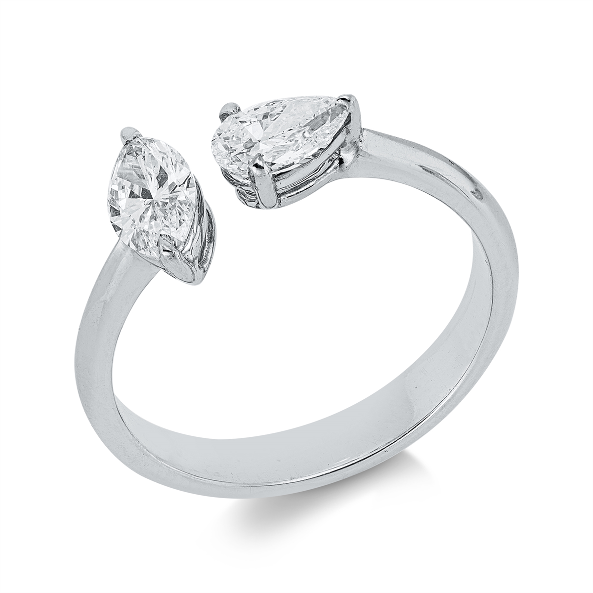 pear shape  modern woman ring in white gold