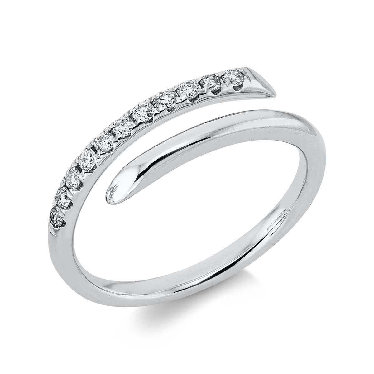 diamond full cut  modern woman ring in white gold