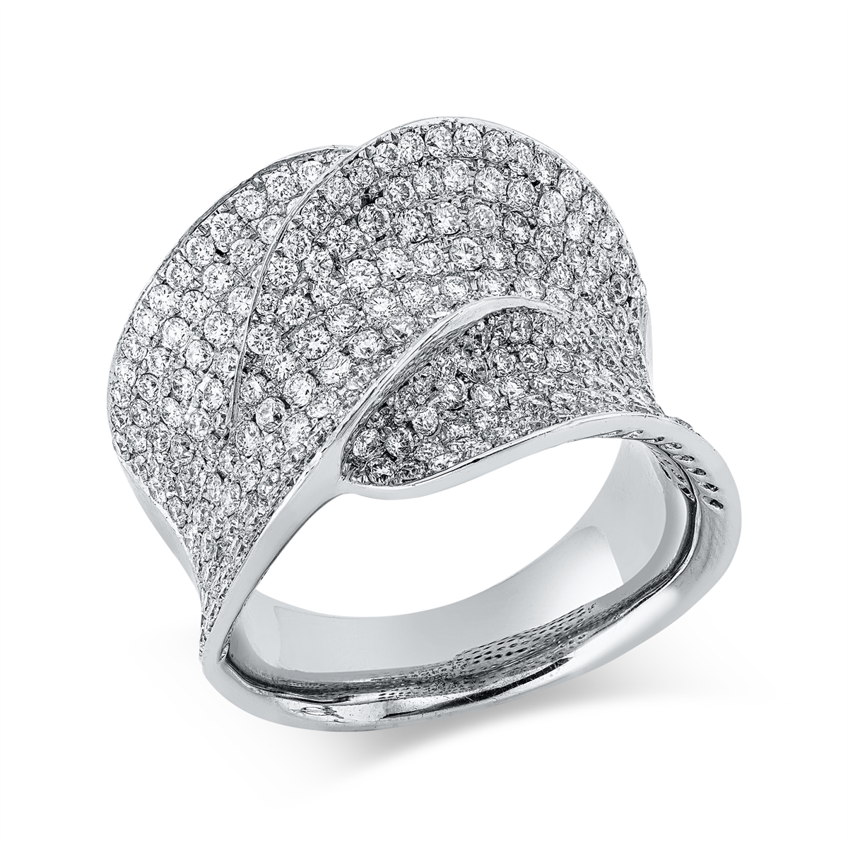 diamond full cut  pavé ring in white gold