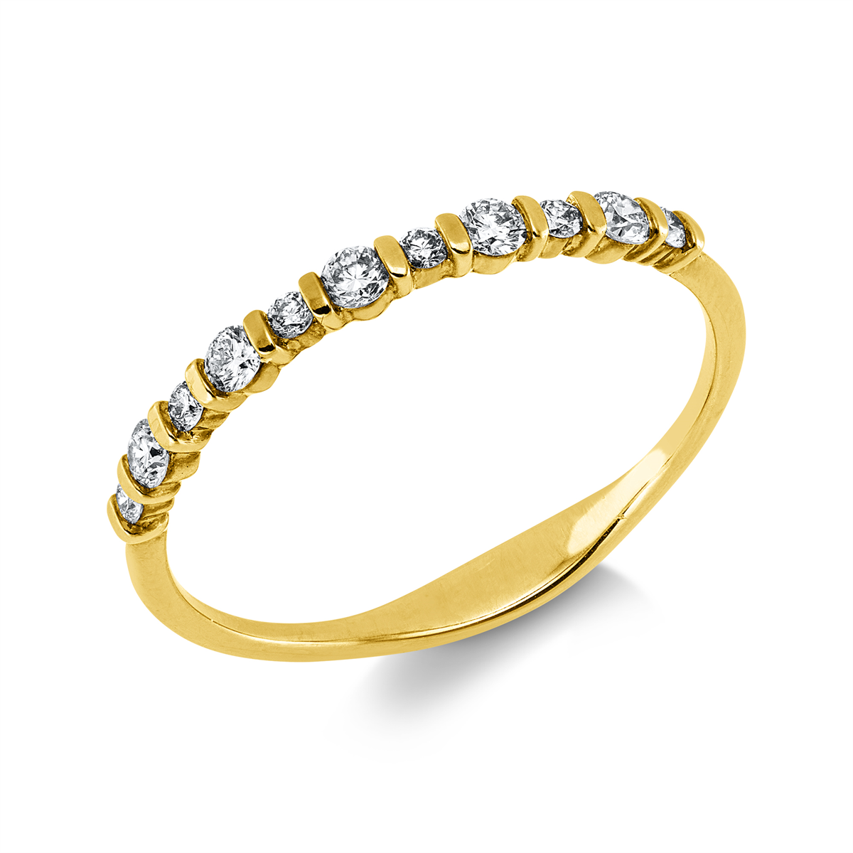 diamond full cut  eternity half ring in yellow gold
