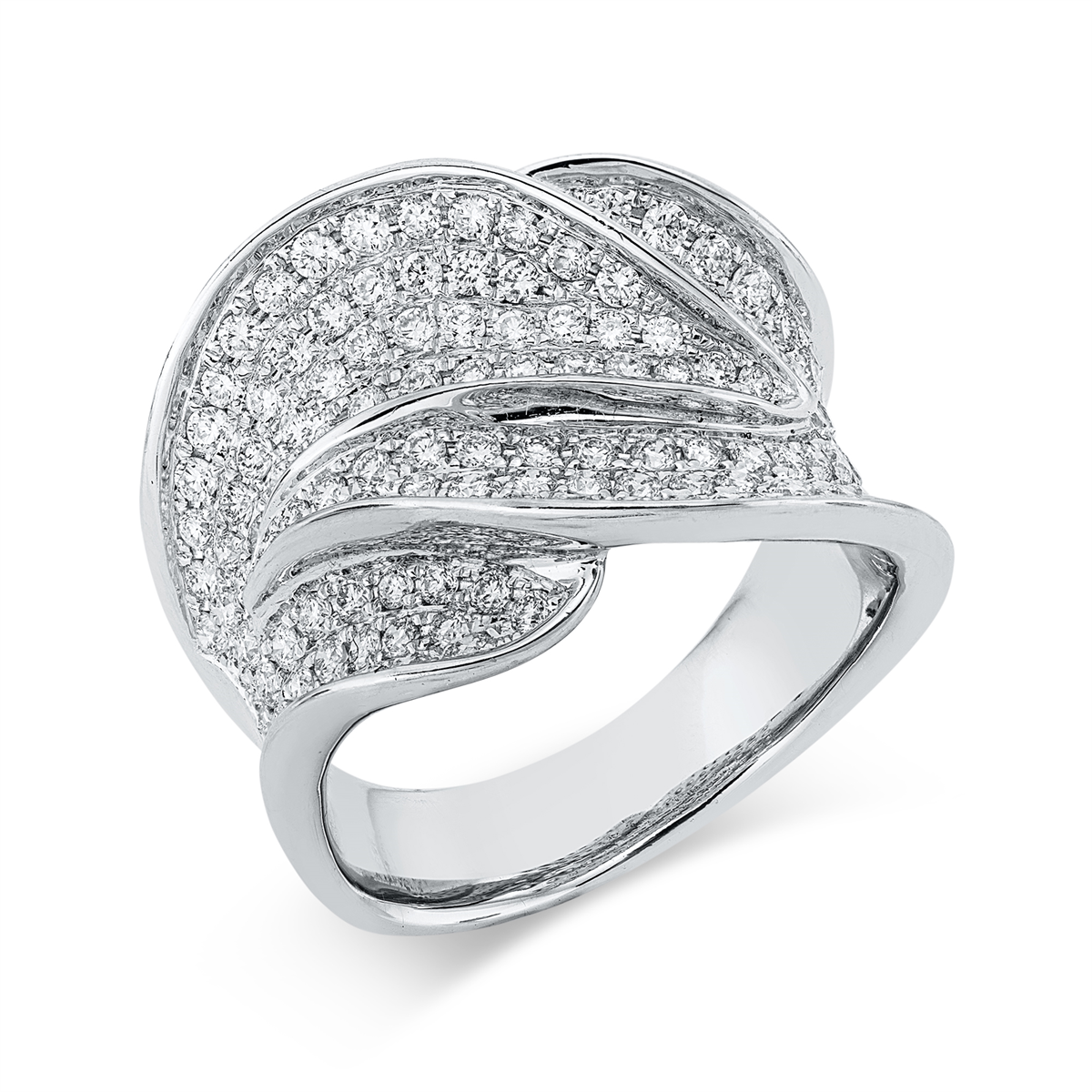 diamond full cut  pavé ring in white gold