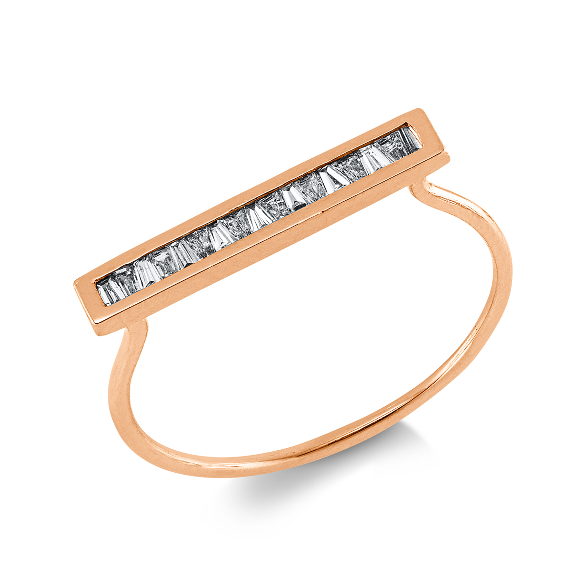 taper  baguette ring in red gold