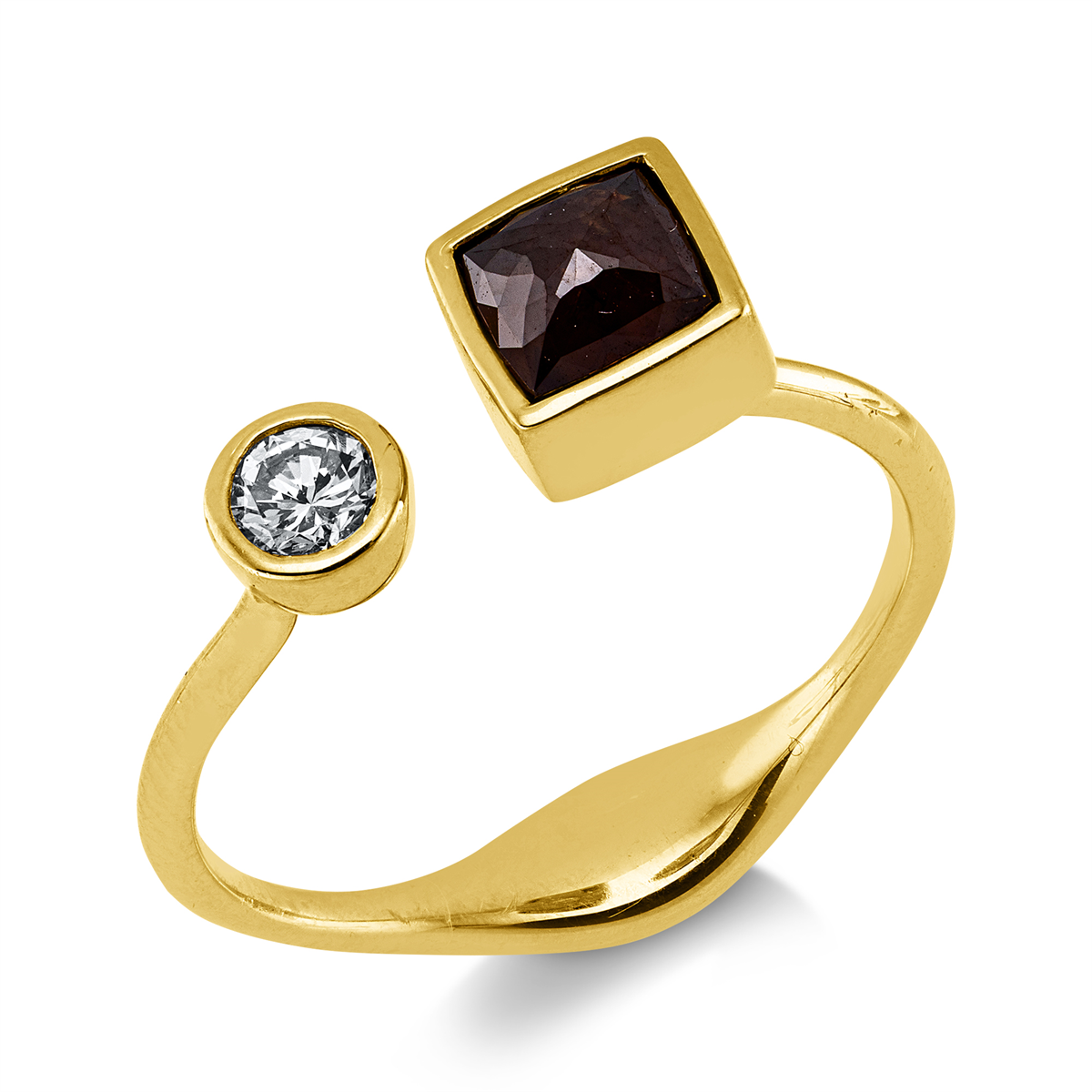 diamond full cut  fancy colored diamond ring in yellow gold