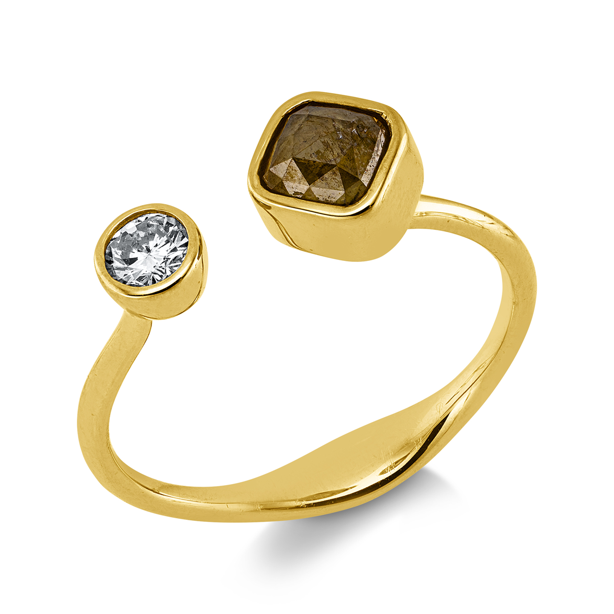 diamond full cut  fancy colored diamond ring in yellow gold