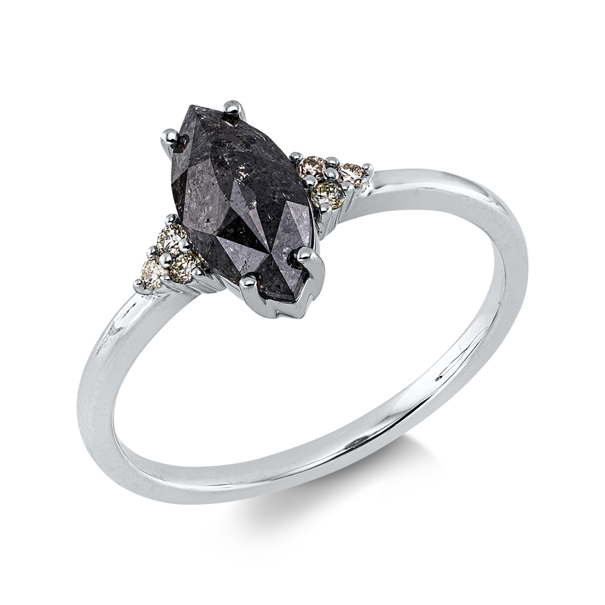 diamond full cut  fancy colored diamond ring in white gold