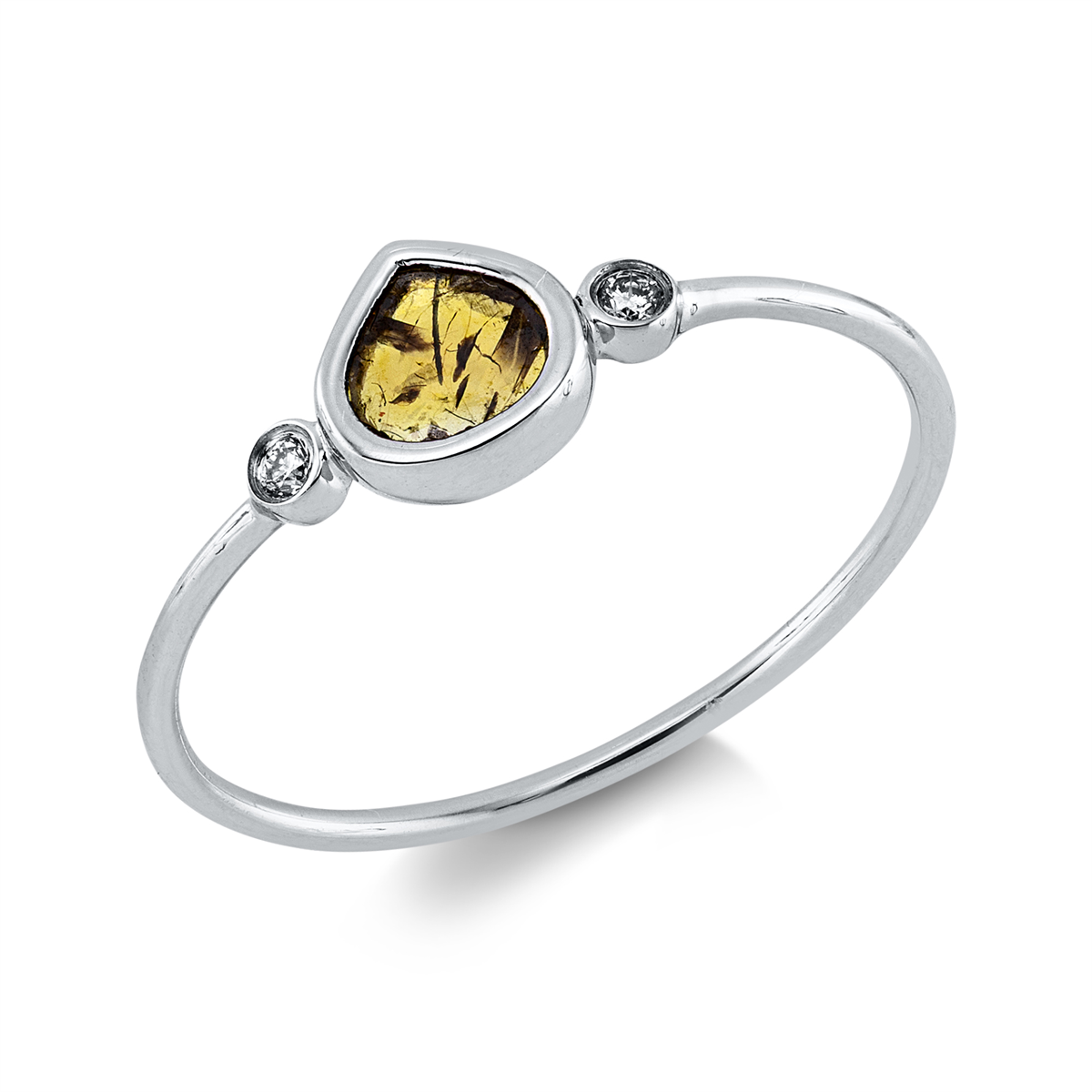 diamond full cut  fancy colored diamond ring in white gold