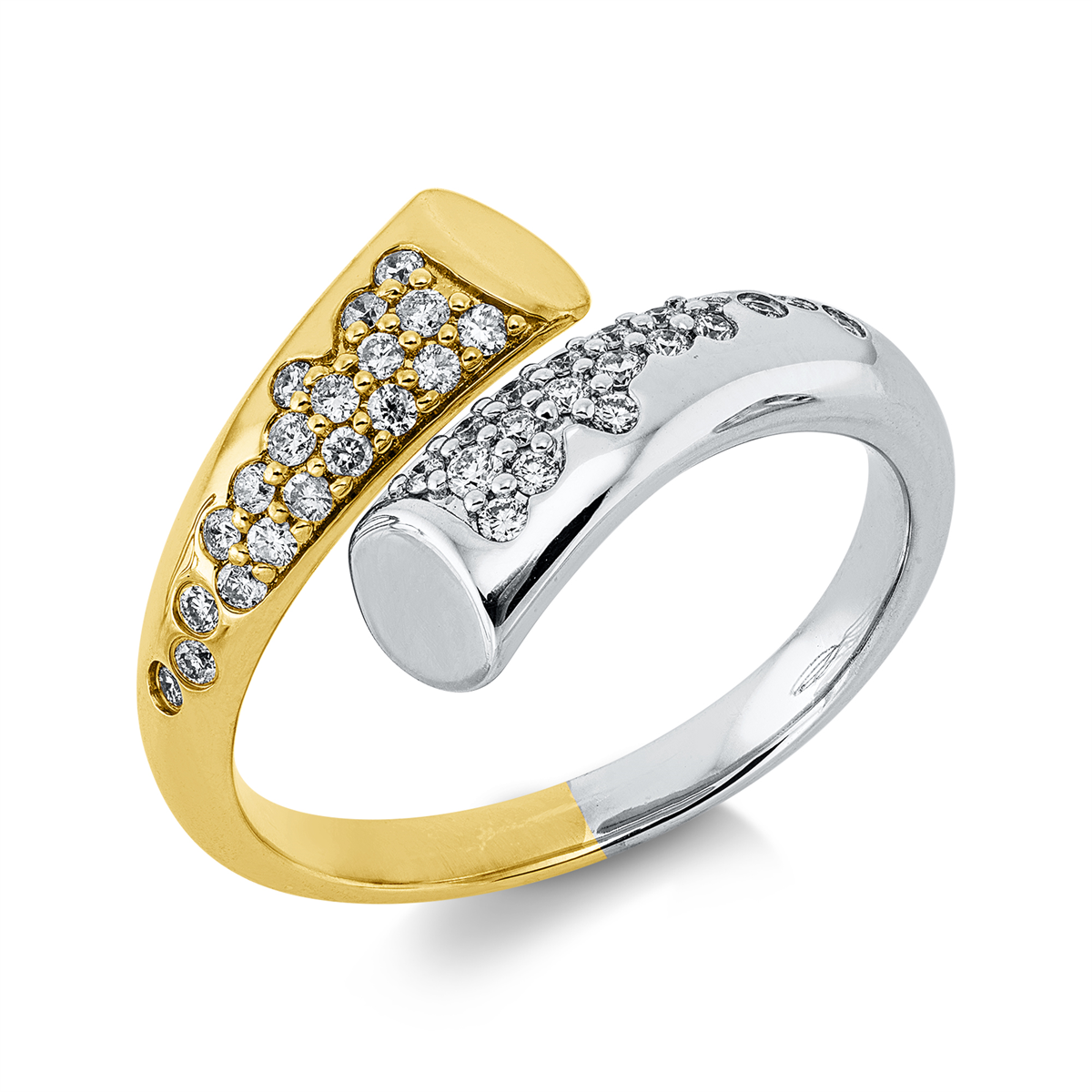diamond full cut  modern woman ring in white gold / yellow gold