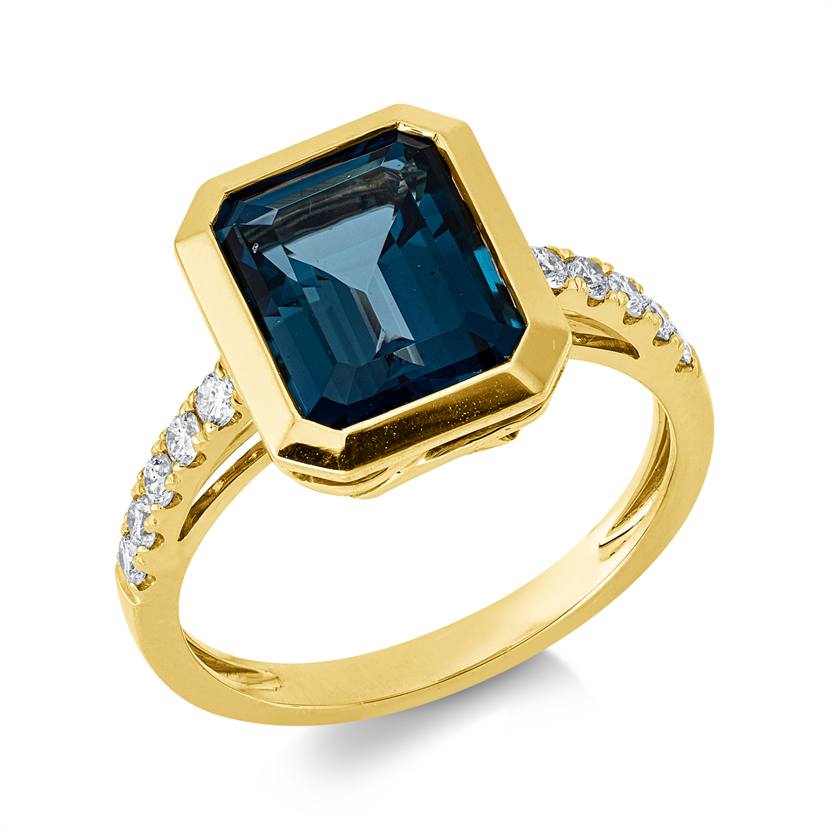 diamond full cut topaz colored stone fashion ring in yellow gold
