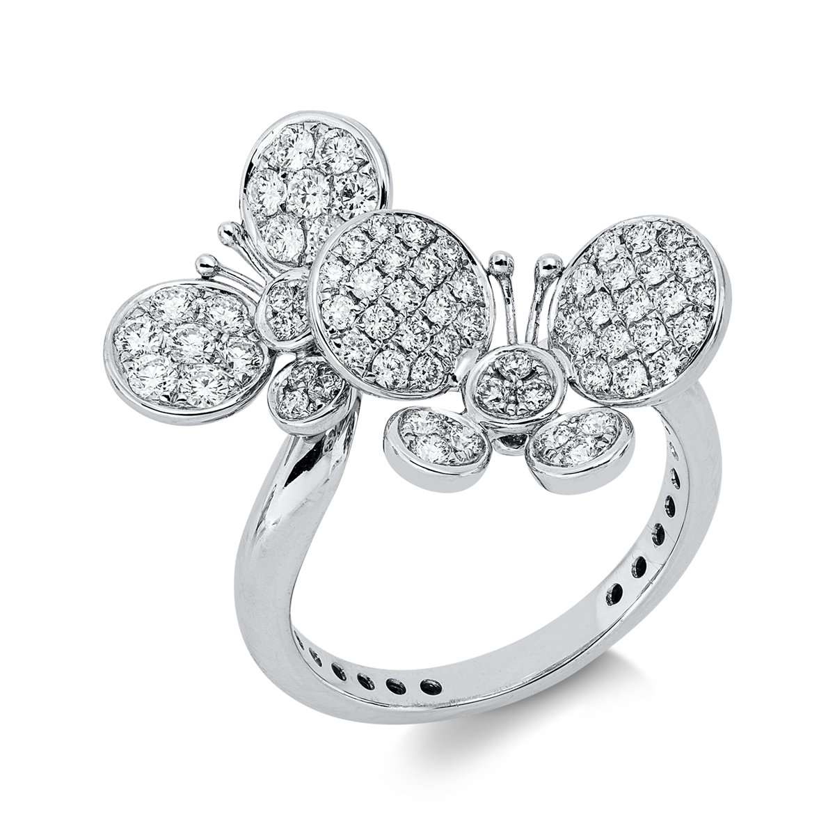 diamond full cut  pavé ring in white gold