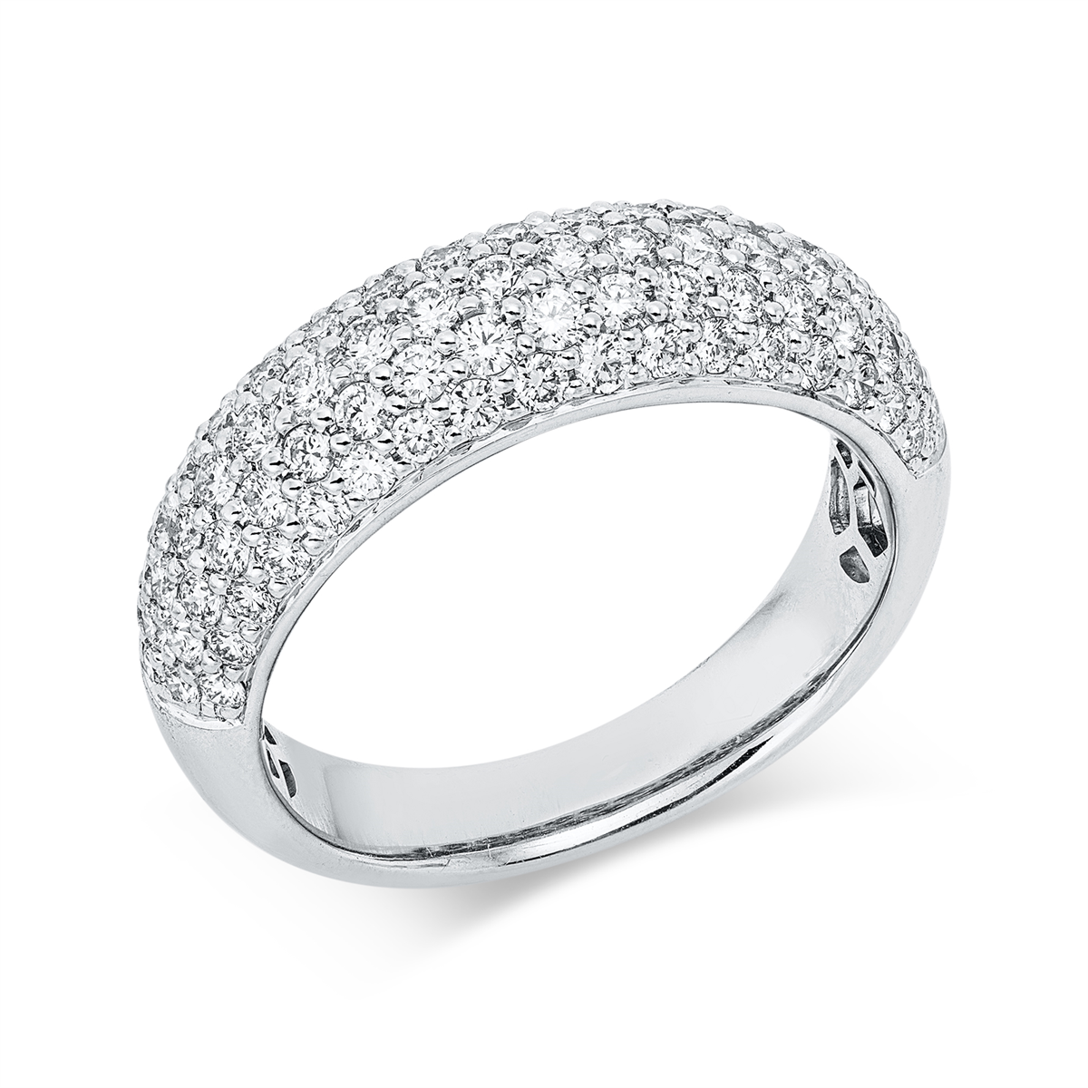 diamond full cut  pavé ring in white gold
