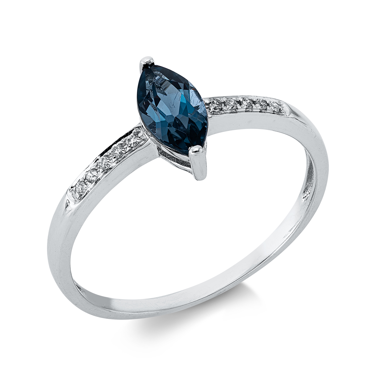 diamond full cut topaz colored stone fashion ring in white gold