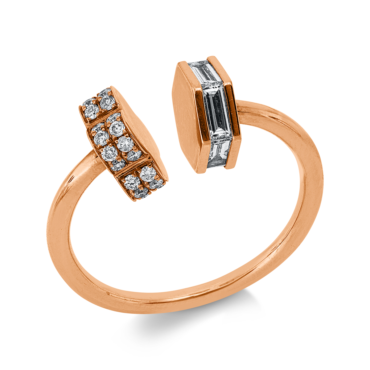 diamond full cut  multi-stone ring in red gold