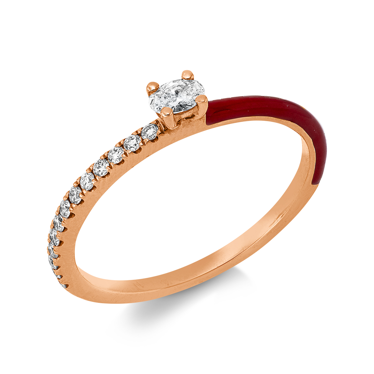 diamond full cut enamel multi-stone ring in red gold