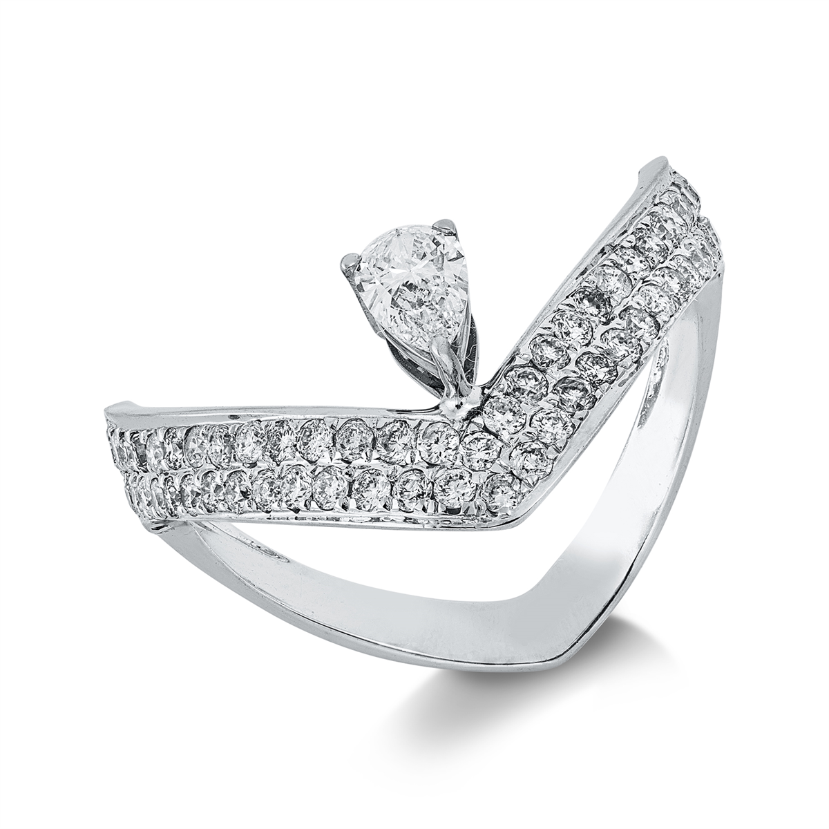 diamond full cut  modern woman ring in white gold