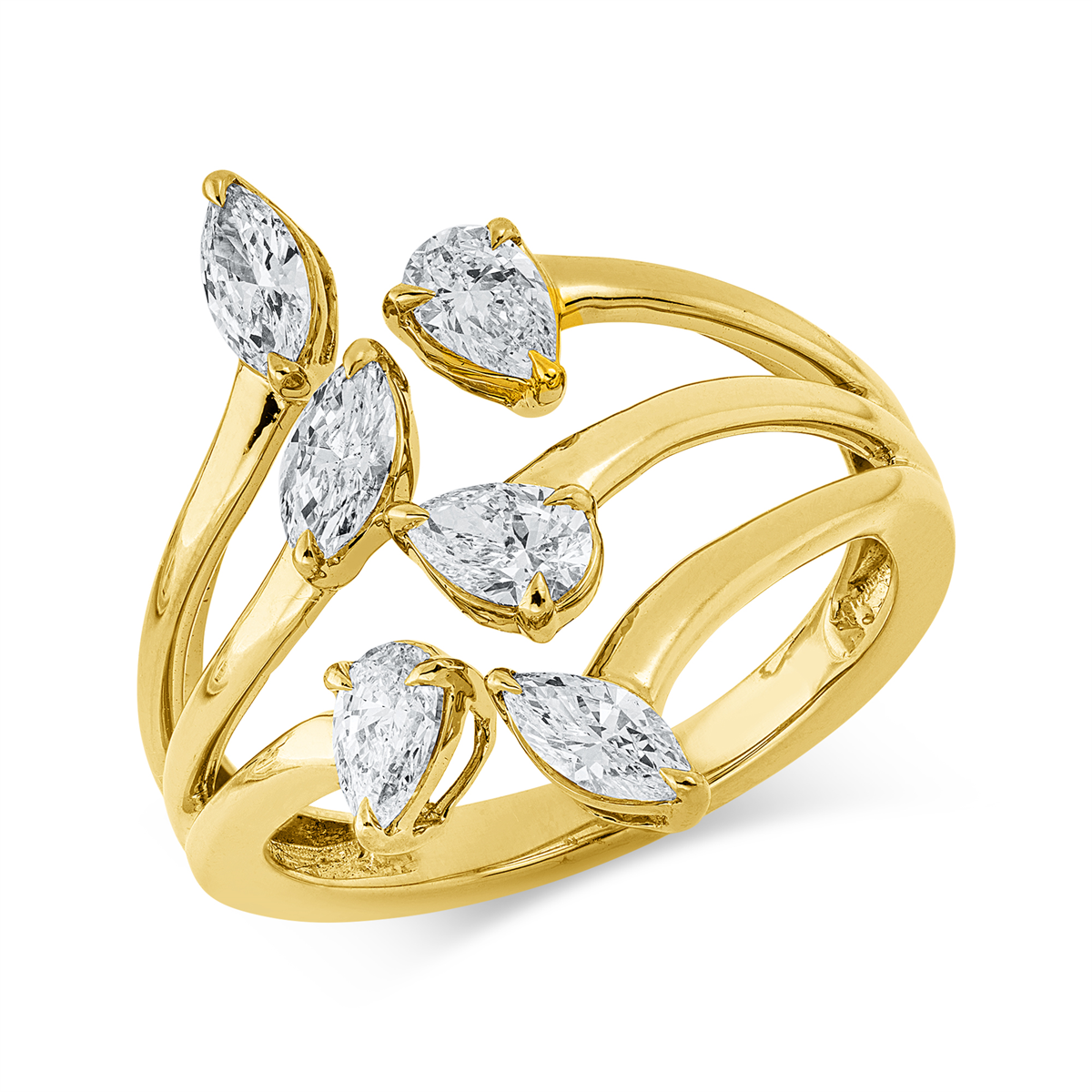 marquise  modern woman ring in yellow gold