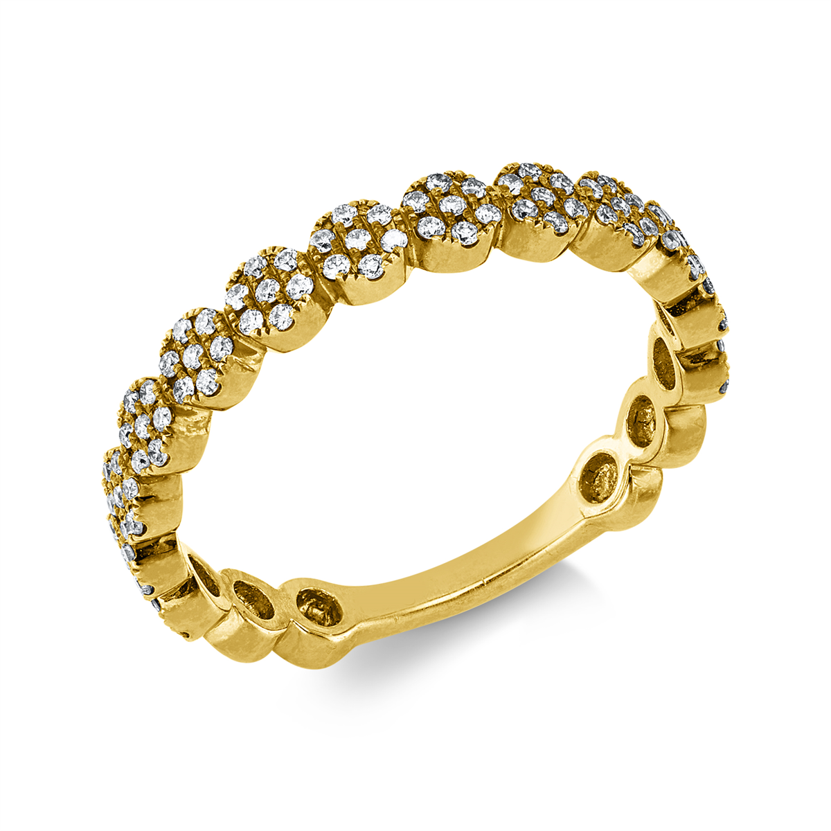 diamond full cut  multi-stone ring in yellow gold