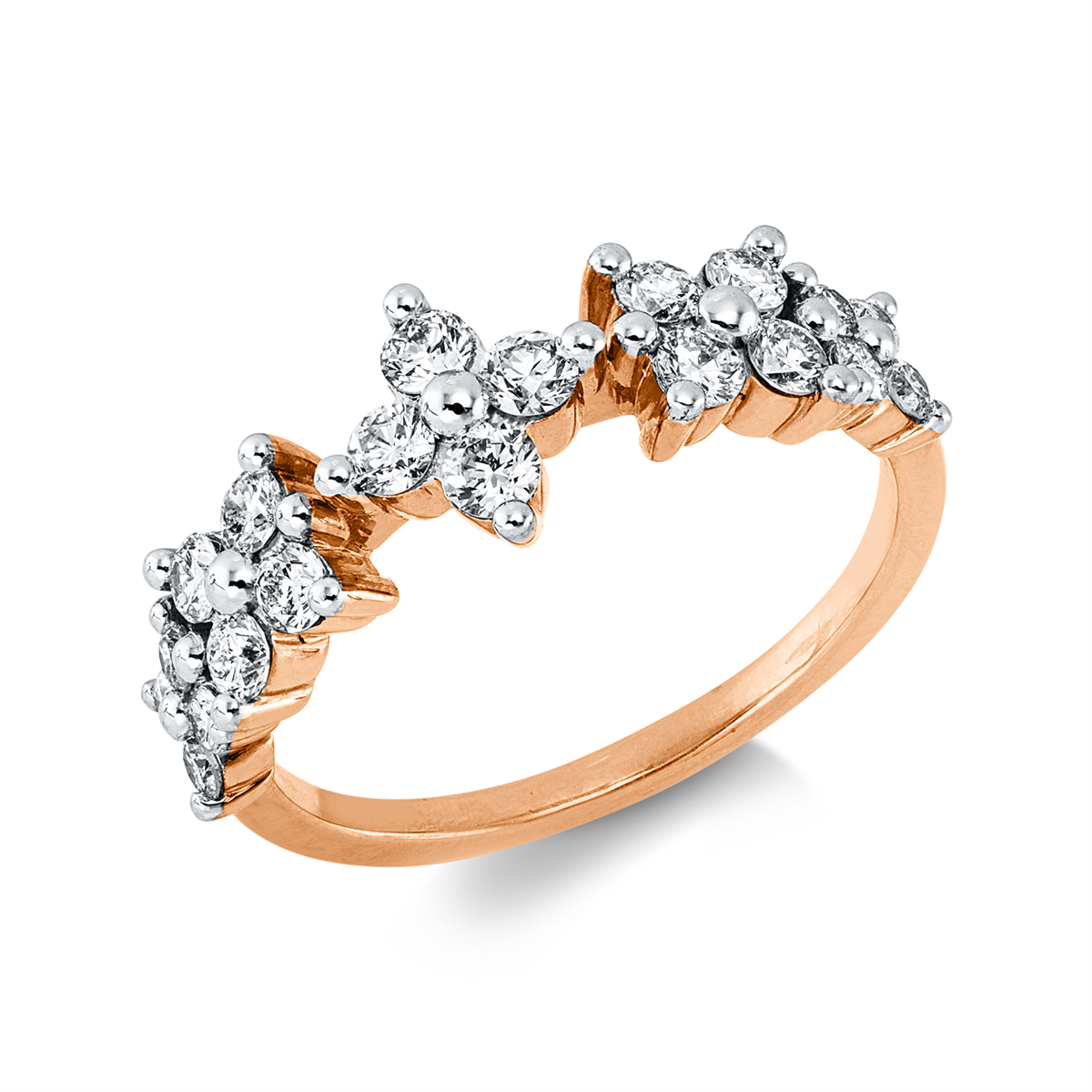 diamond full cut  modern woman ring in red gold / white gold