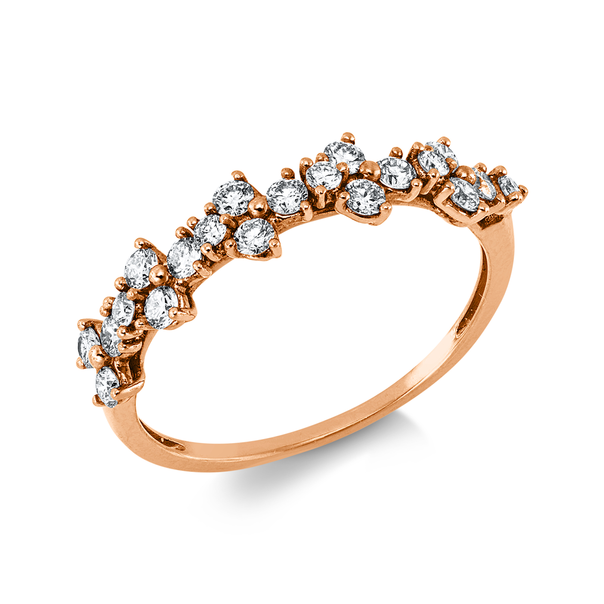 diamond full cut  modern woman ring in red gold