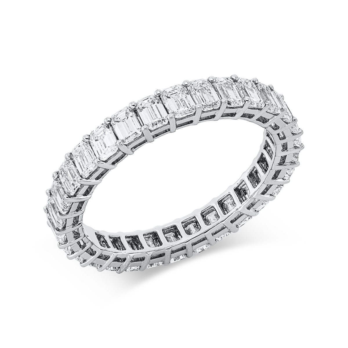 emerald cut  baguette ring in white gold