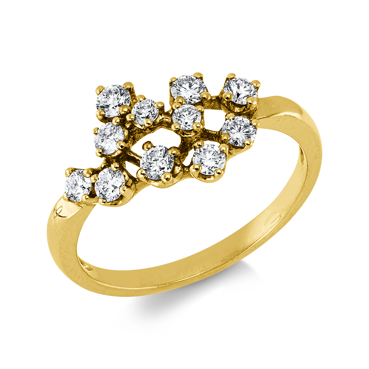 diamond full cut  modern woman ring in red gold