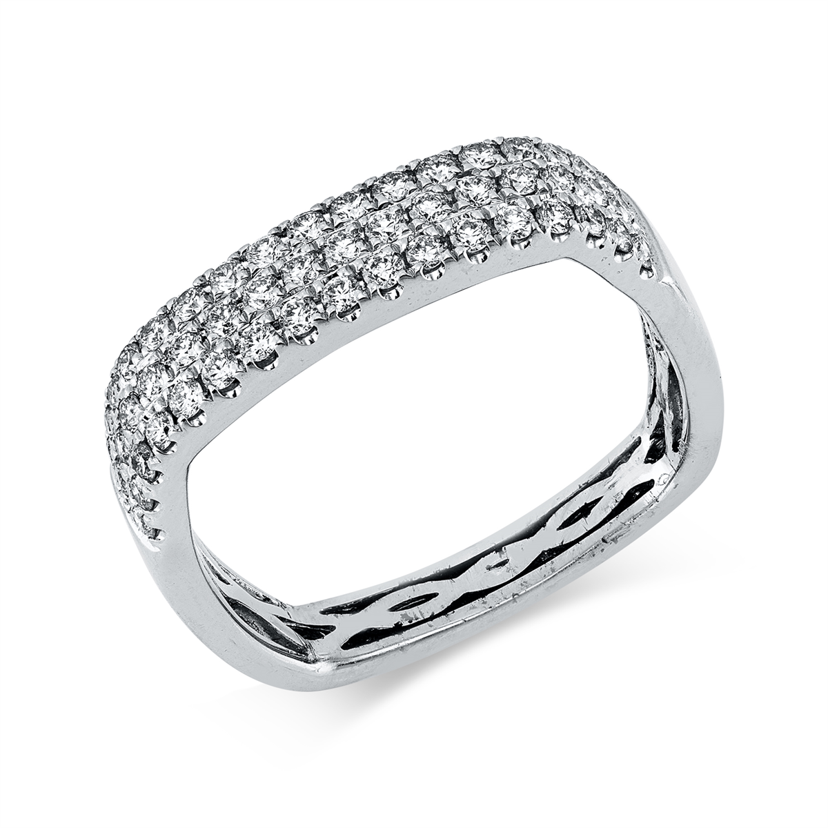 diamond full cut  pavé ring in white gold